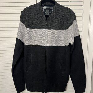 Buffalo David Bitton NWT, Mens Gray/Black Colorblock ZipUp Sweater, Size L